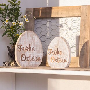 Deko-Ei Frohe Ostern 2er Set Osterfigur Figur Osterdeko Frühling Deko Dekoration - Bild 1
