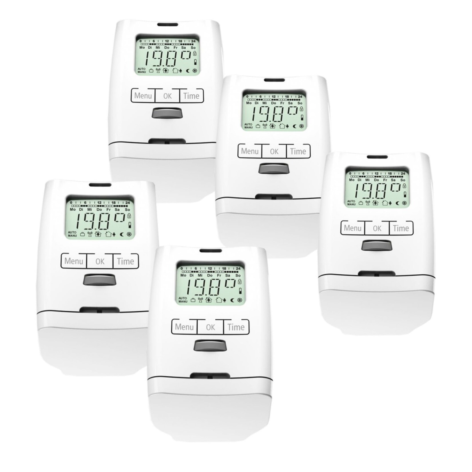 5 Stück HT 2000 Elektronischer Heizkörperthermostat Made in Germany