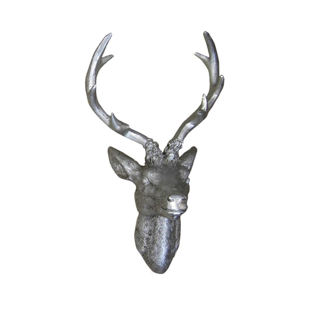 Hirschgeweih 10 Ender in Silber Hirschkopf Wand Deko Jagd Geweih 20 x 30cm - Bild 1