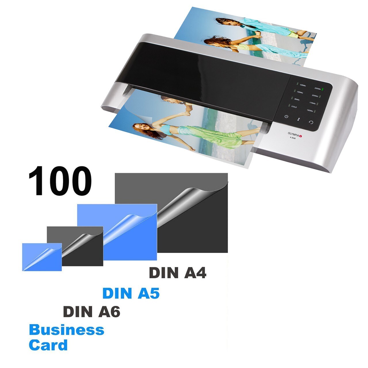 OLYMPIA A 3048 Profi Laminierger&auml;t Vorteils-Set mit 100 gemischten Folien - Bild 1