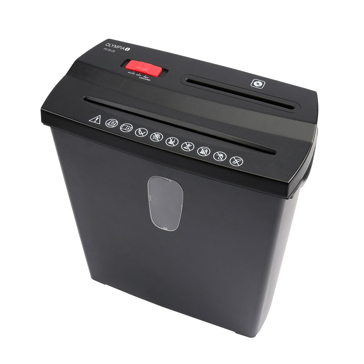OLYMPIA PS 38 CD Aktenvernichter für Papier, CDs und Kreditkarten, Schwarz | 04030152026012