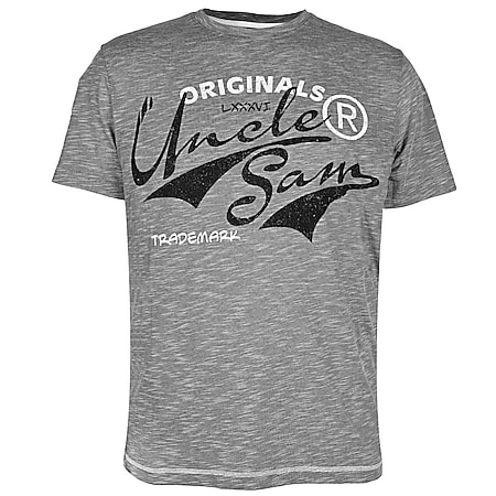 UNCLE SAM Herren T-Shirt, Vintage Druck, L, grey melange - Bild 1