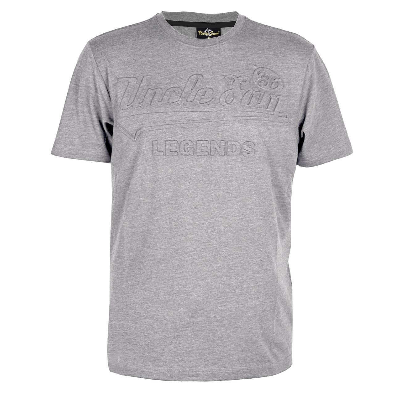 UNCLE SAM Herren T-Shirt, Pr&auml;ge Print, L, grey melange - Bild 1