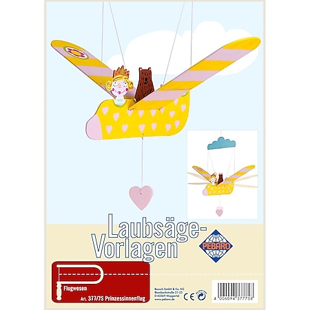 Flugfigur PEBARO Laubsägevorlage Mobilé fliegende Prinzessin im Flugzeug 