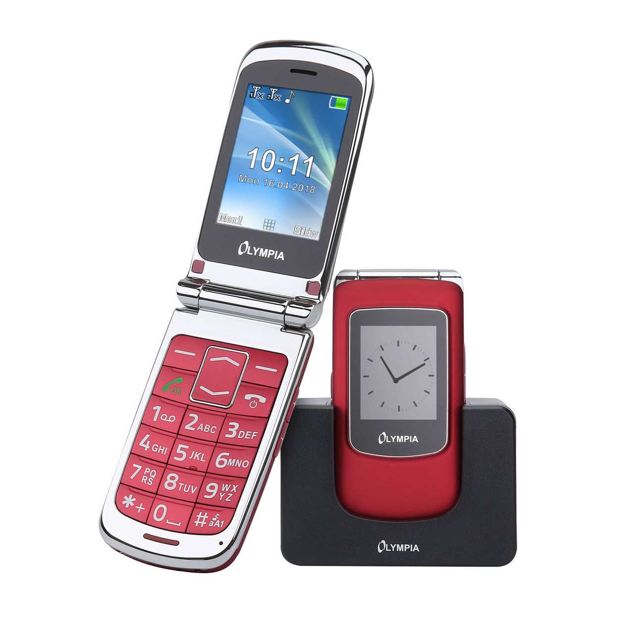 OLYMPIA Style View Senioren Mobiltelefon, gro&szlig;e Tasten und Farbdisplay, Rot - Bild 1