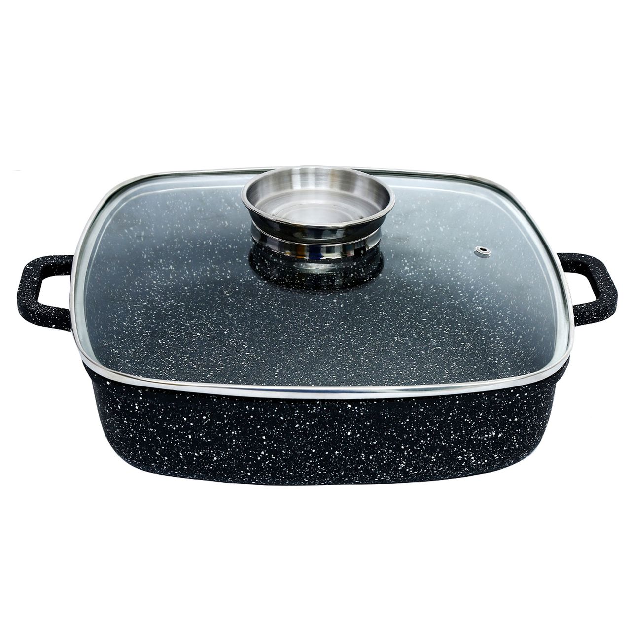 SSW Crispy Induction Schmorbr&auml;ter mit Aroma-Glasdeckel, Aluminium 4l, Natura - Bild 1