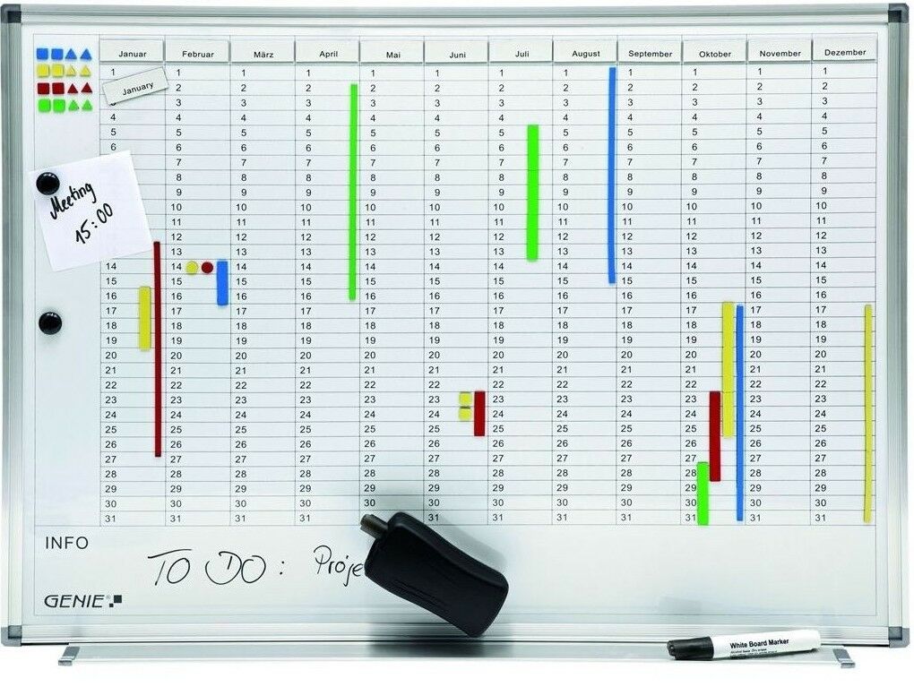 GENIE AP2000 Jahresplaner Magnettafel Terminplaner Whiteboard Wandtafel Pinnwand - Bild 1