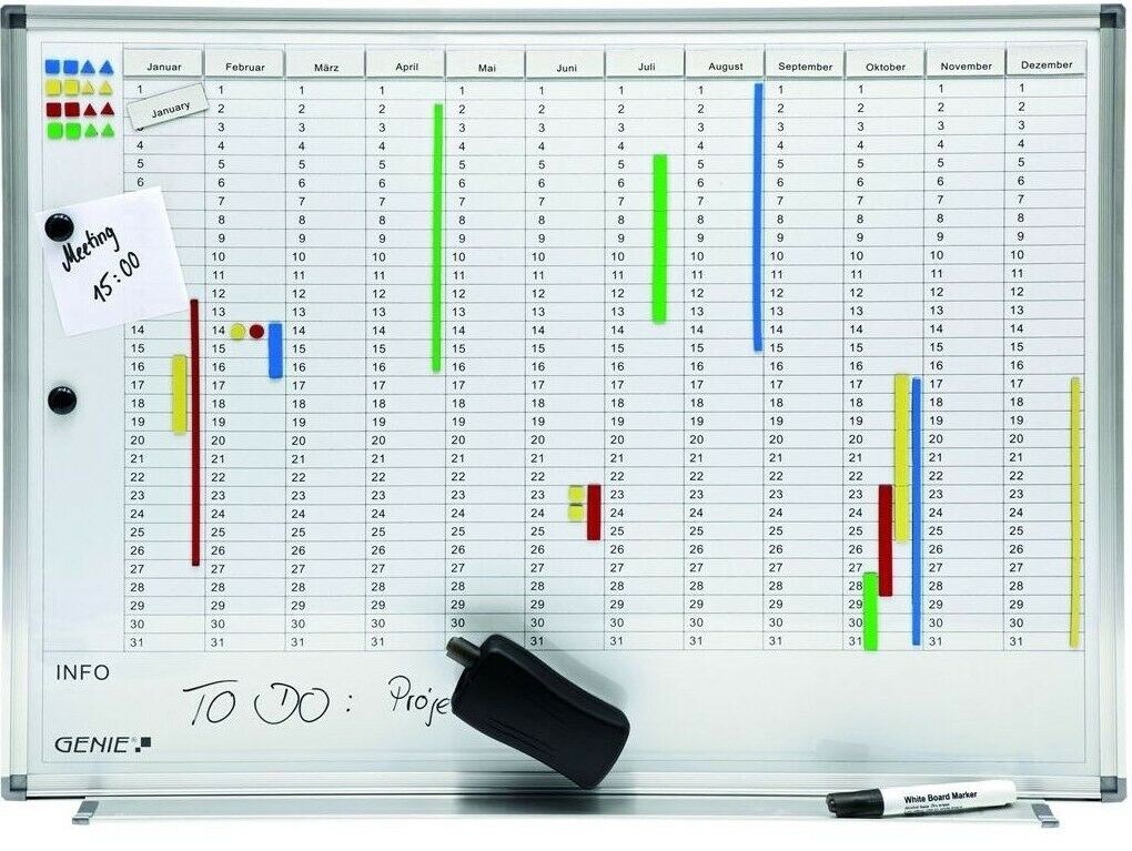 GENIE AP2000 Jahresplaner Magnettafel Terminplaner Whiteboard Wandtafel Pinnwand | 04015468115124