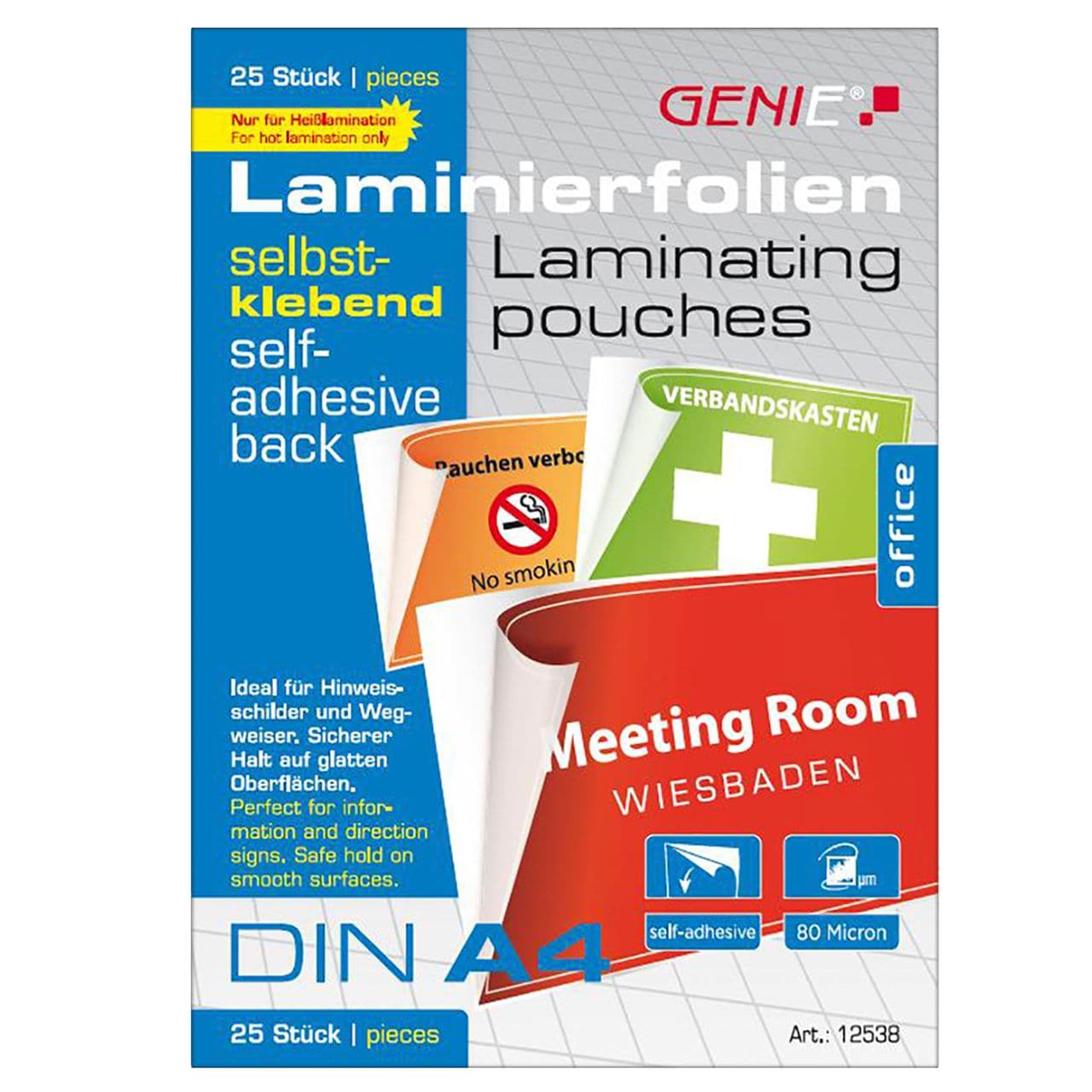 25 St&uuml;ck Laminierfolien DIN A4  mit selbstklebender R&uuml;ckseite - Bild 1