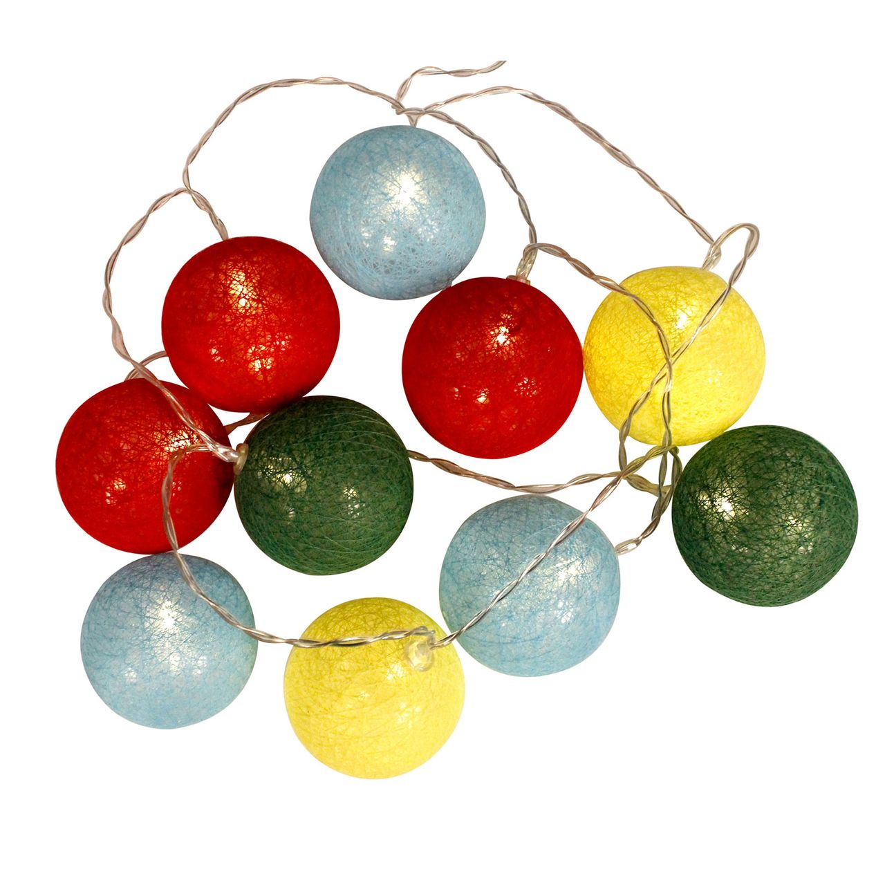 LEX 10er Raffia LED Kugel-Lichterkette, Bunt - Bild 1