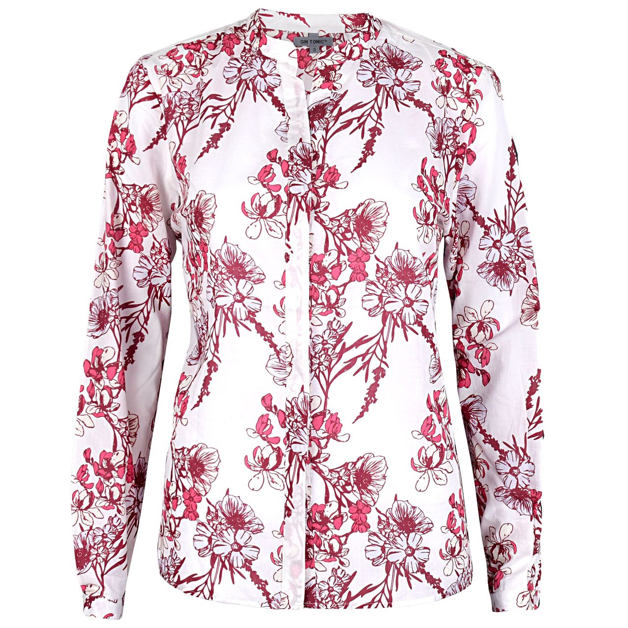 GIN TONIC Damen Bluse, Pink Flower White, S - Bild 1