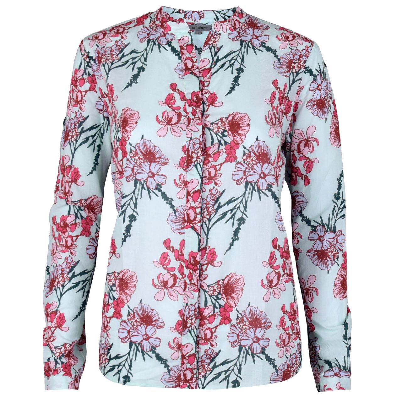 GIN TONIC Damen Bluse, Pink Flower Mint, L - Bild 1