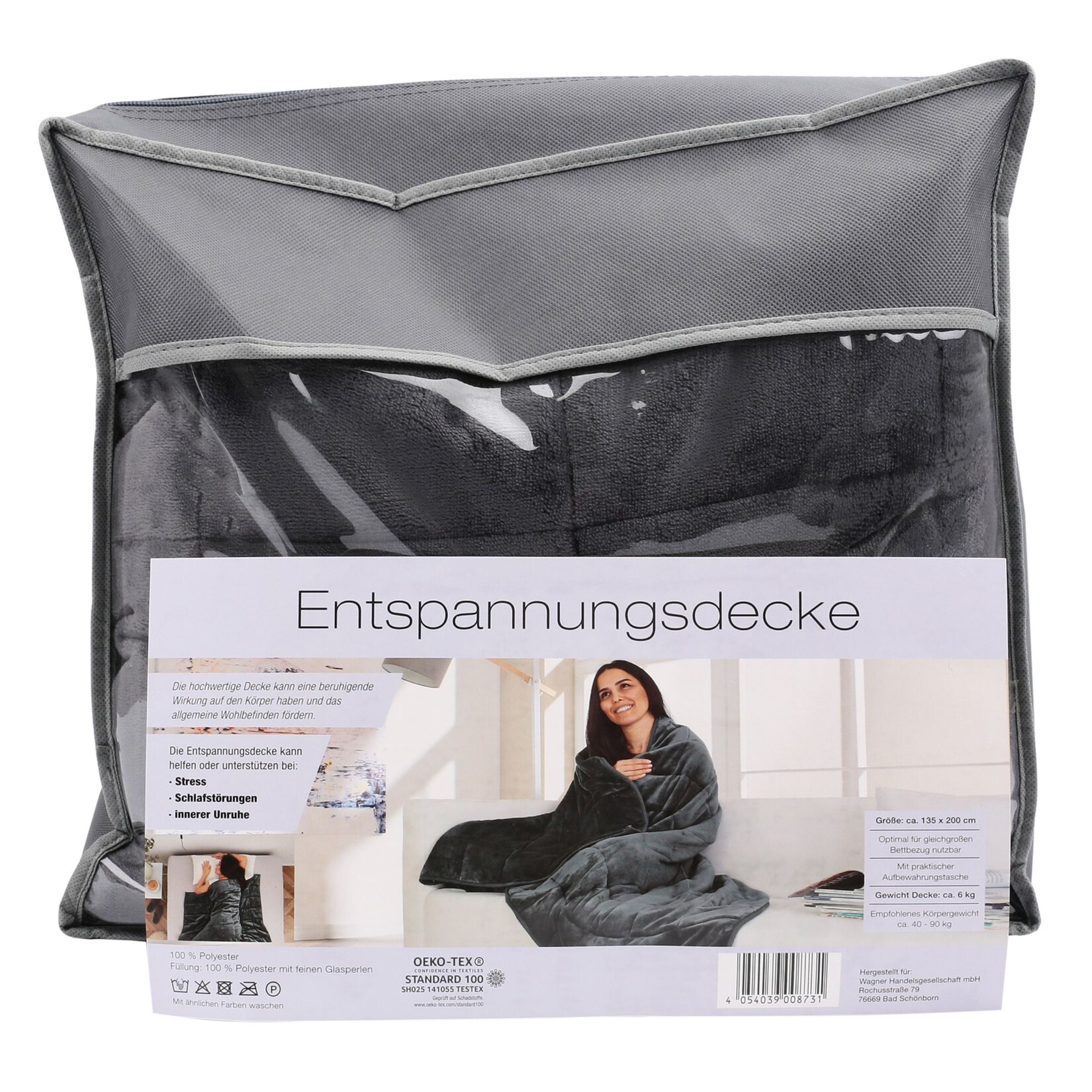 Gewichtsdecke Entspannungsdecke Therapiedecke 135×200 cm / 155×200 cm in 6 kg /9 kg | 04054039008762