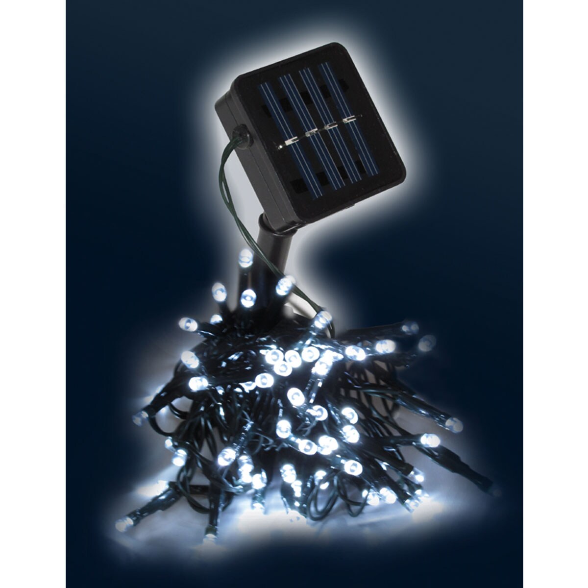 LEX 100er Solar LED-Lichterkette au&szlig;en & innen  kaltwei&szlig; 10m - Bild 1