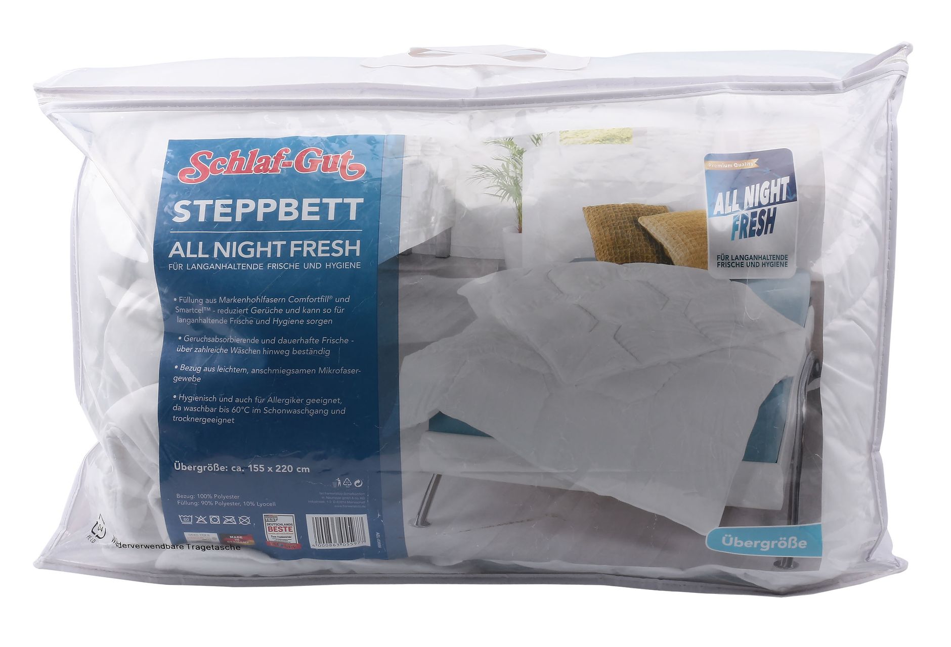 Steppdecke Steppbett Bettdecke 155x220 ALL night fresh allergiker geeignet - Bild 1