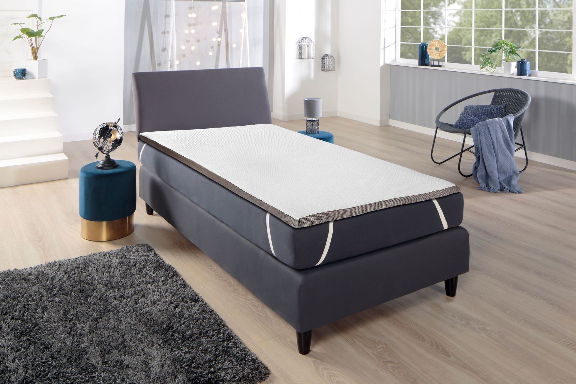 DUO Matratzentopper Topper mit Wendefunktion 2 Schaumarten ca 90 x 200 x 6 cm - Bild 1