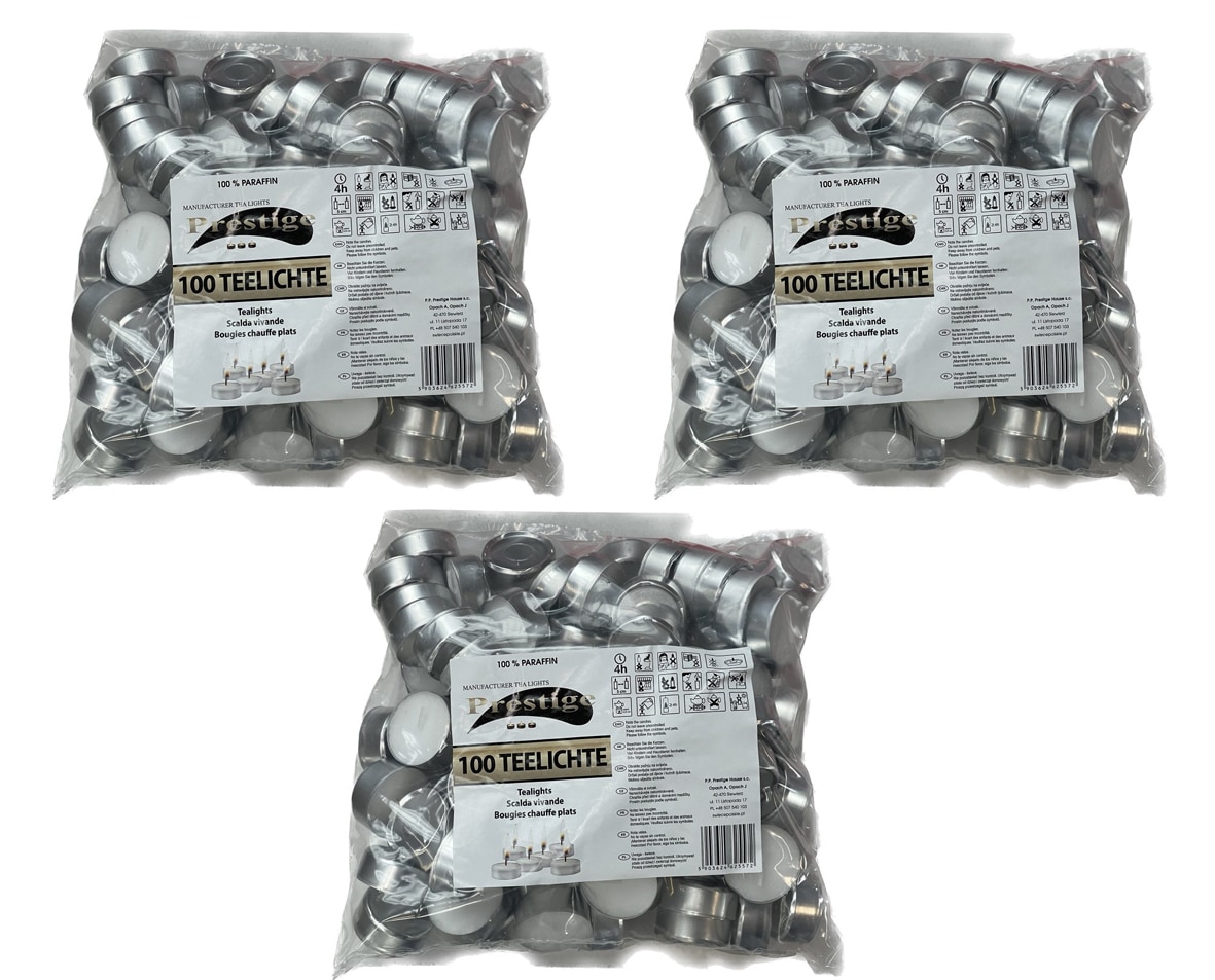 Prestige 300 St&uuml;ck Teelichter 4h Brenndauer 100 % Paraffin - Bild 1