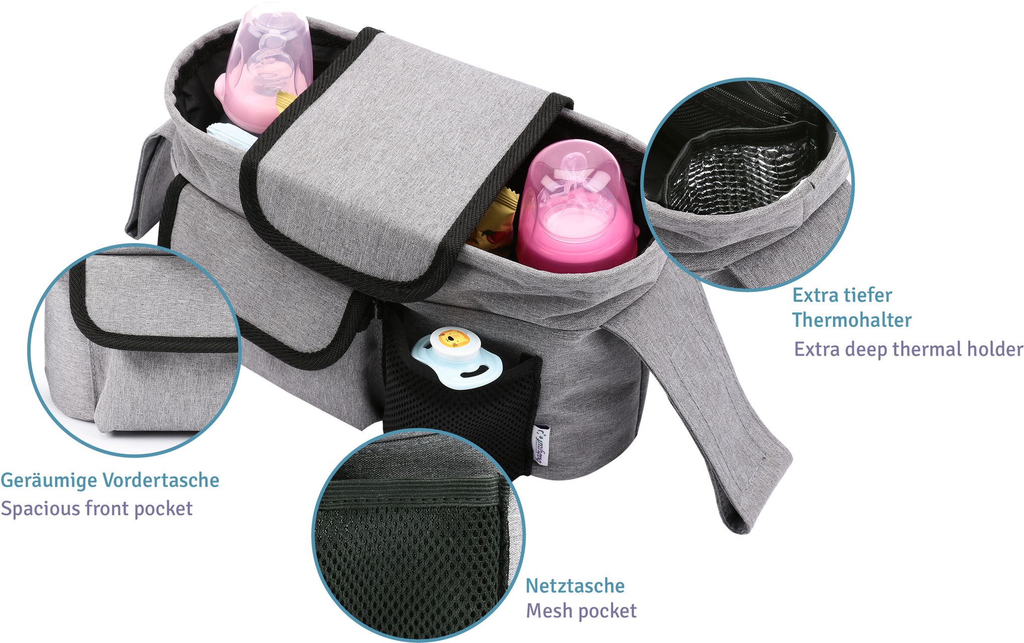 Kinderwagen Organizer Buggy Aufbewahrung f&uuml;r Windeln Spielzeug - Bild 1