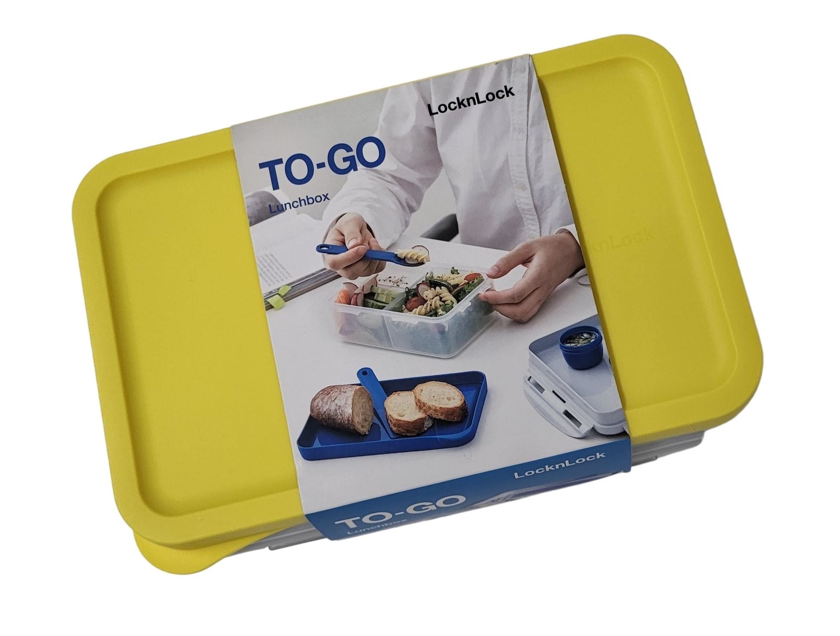 Lunchbox 3 in1 Brotdose 3 F&auml;chern mit Messer Gabel L&ouml;ffel gelb - Bild 1