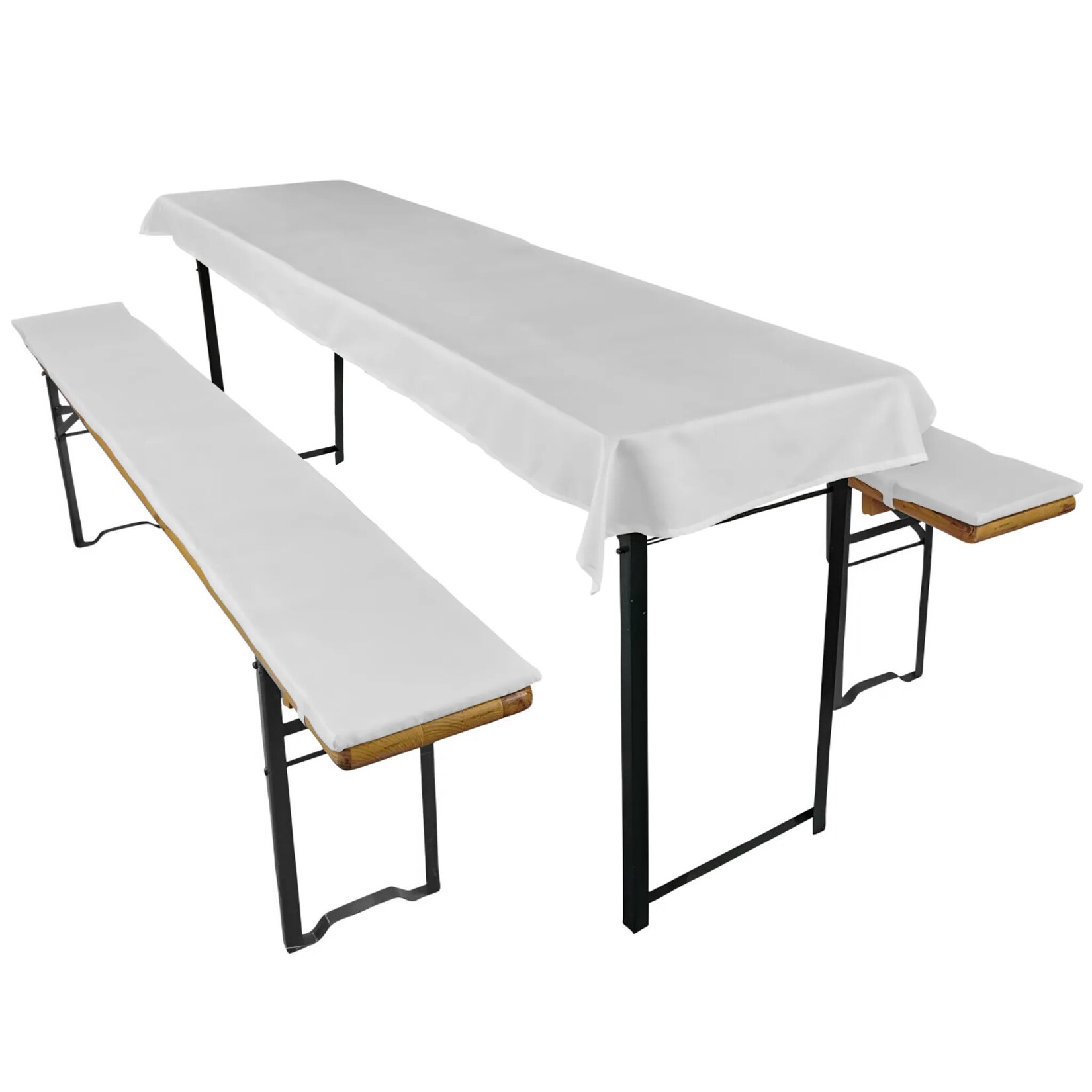 Bierzeltgarnitur 3 Teilig Tischdecke 70×240 cm Bierbankauflagen 220x25x2 cm | 04262354794394