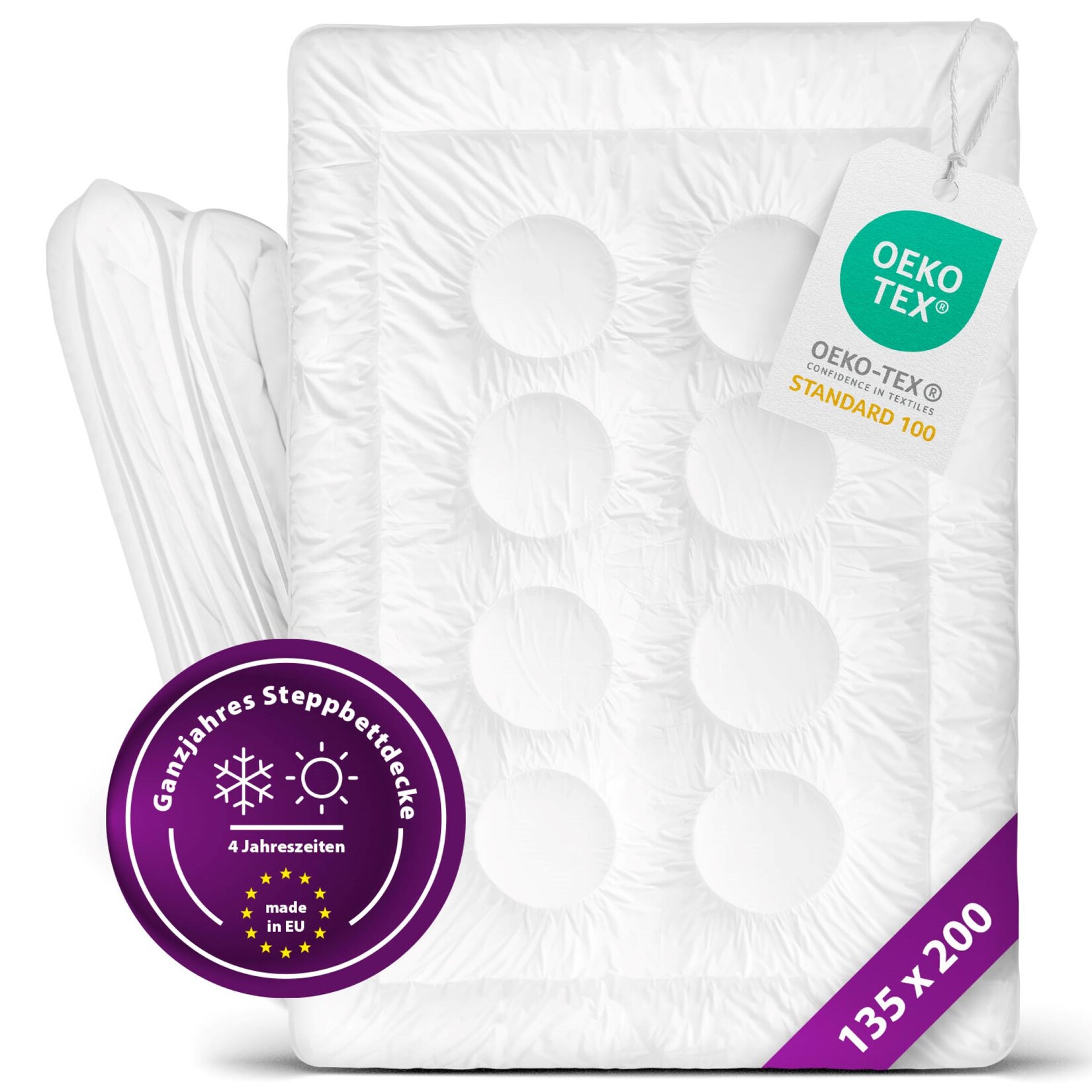 Deluxe Steppbettdecke Hotelqualität  135x200cm Allergiker geeignet 4 Jahreszeiten | 04262354794400