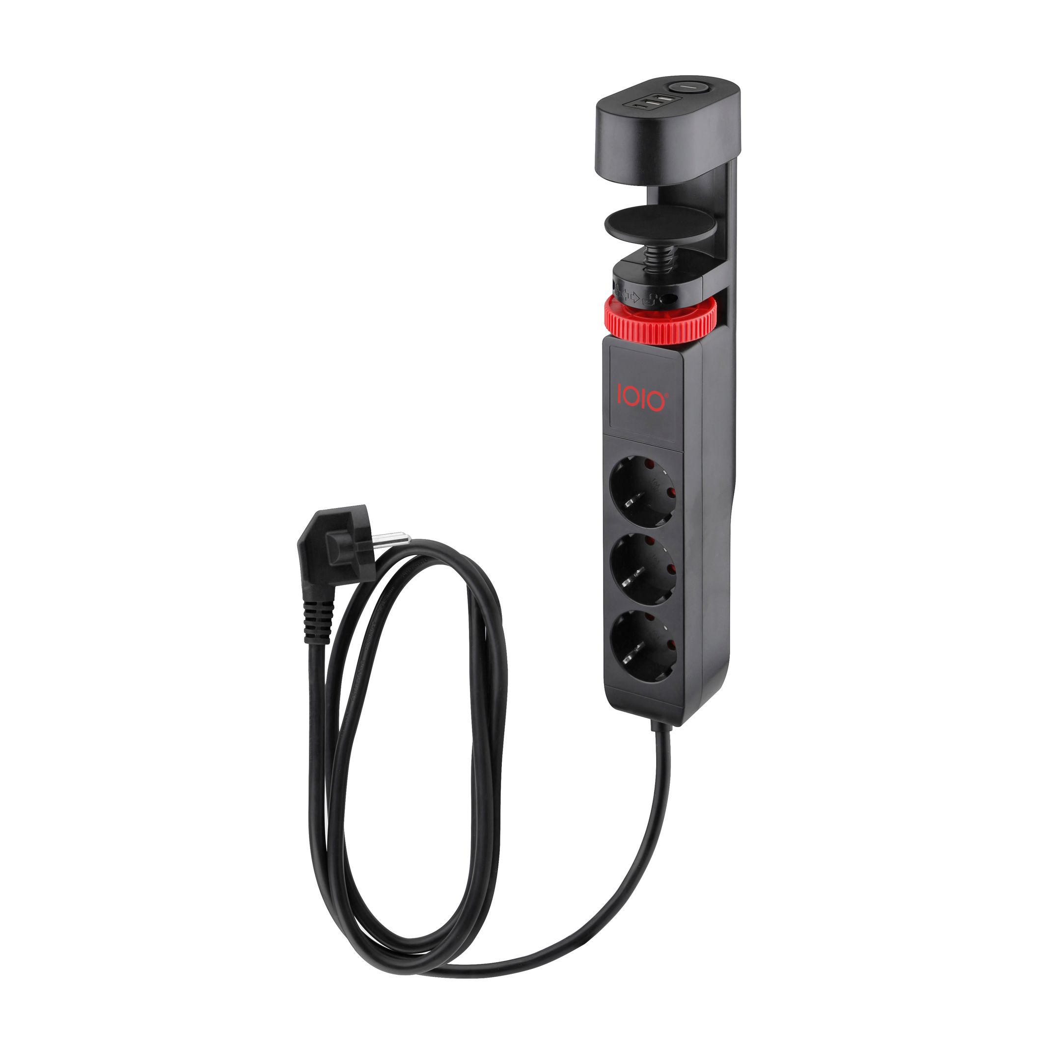 Steckdosenleiste Tischhalterung 3-fach Schutzsteckdose USB-A USB-C Slot schwarz - Bild 1