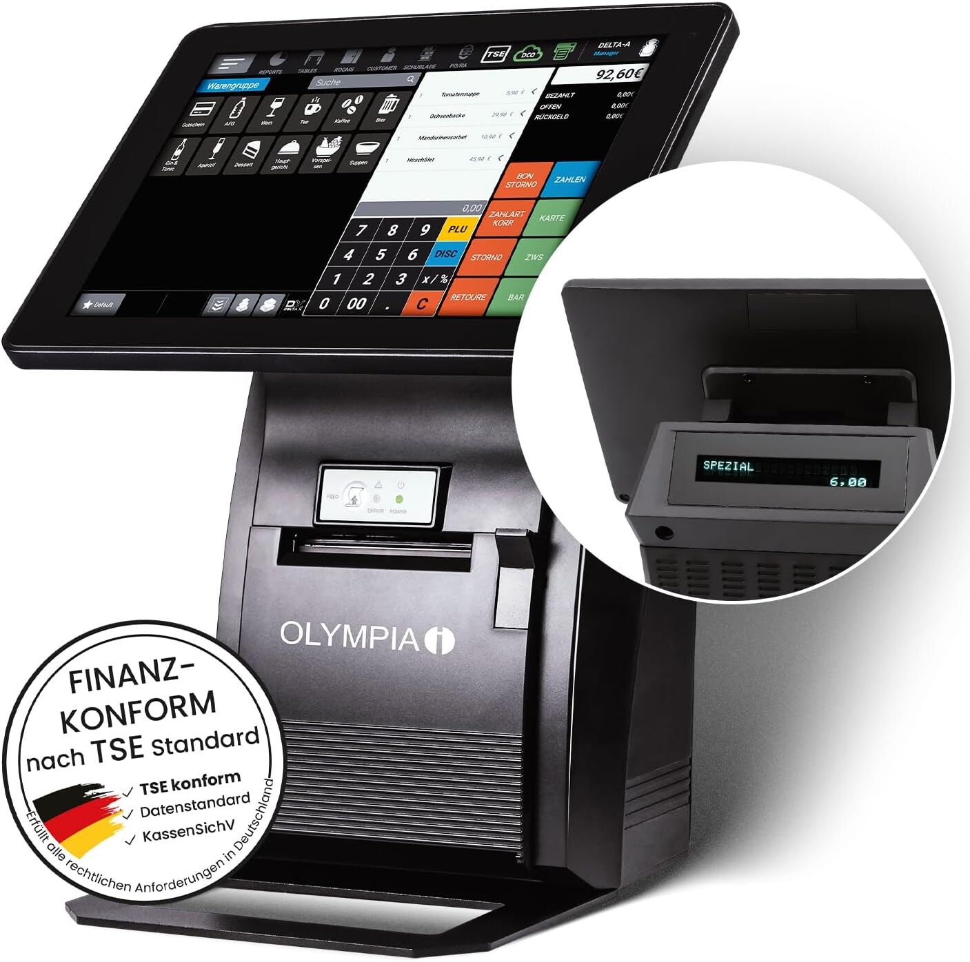 Olympia Registrierkasse Kassensystem Kasse für Gastro und Handel T210