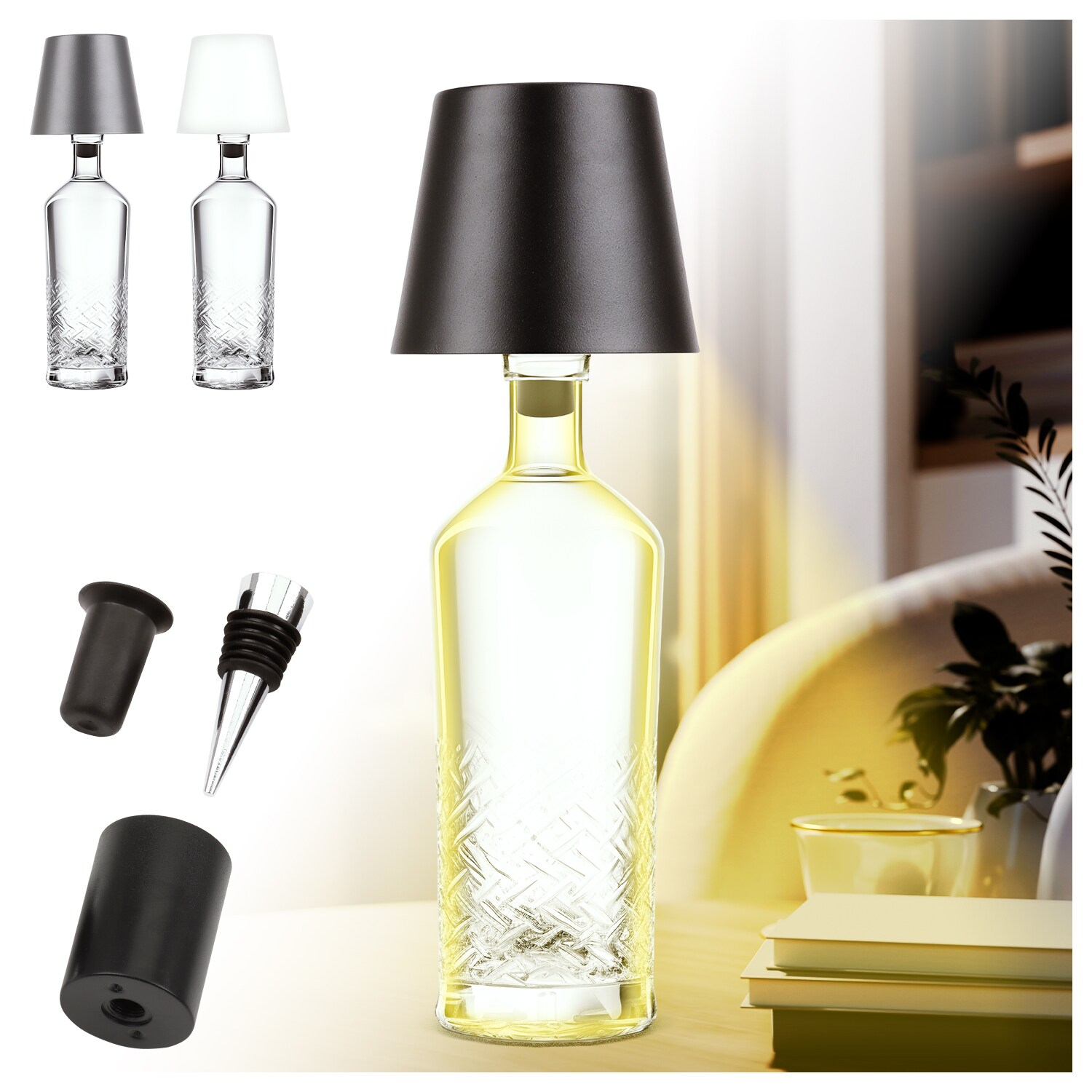 LED Flaschenlampe Bottle Light V2442 &ndash; Dimmbare Deko-Leuchte mit 3 Lichtfarben und TOUCH-Funktion f&uuml;r Innen & Au&szlig;en schwarz - Bild 1