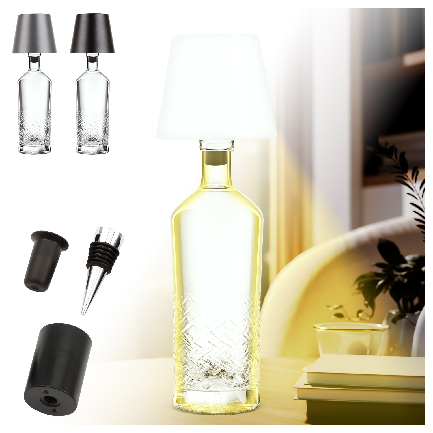 LED Flaschenlampe Bottle Light V2442 &ndash; Dimmbare Deko-Leuchte mit 3 Lichtfarben und TOUCH-Funktion f&uuml;r Innen & Au&szlig;en wei&szlig; - Bild 1