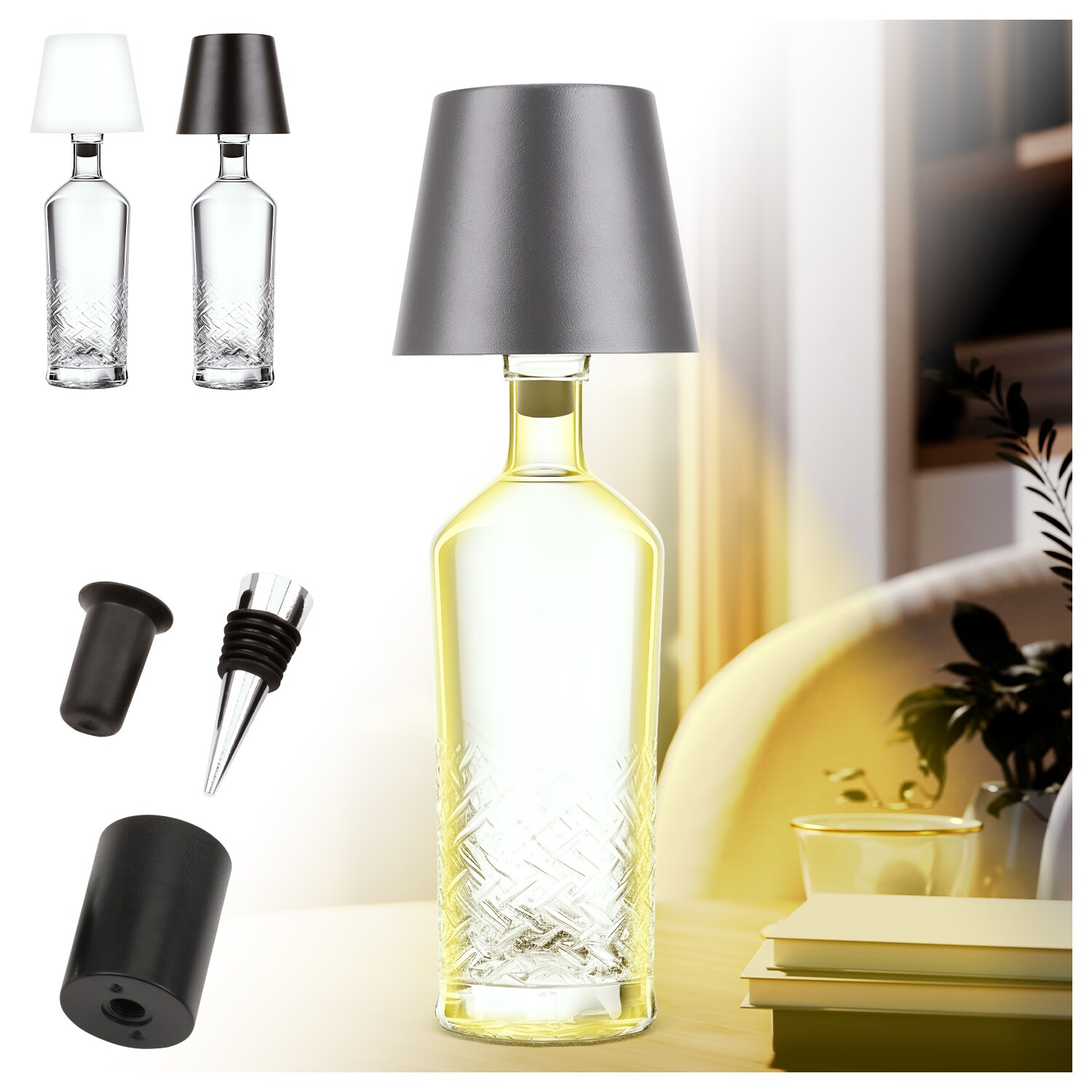 LED Flaschenlampe Bottle Light V2442 &ndash; Dimmbare Deko-Leuchte mit 3 Lichtfarben und TOUCH-Funktion f&uuml;r Innen & Au&szlig;en grau - Bild 1