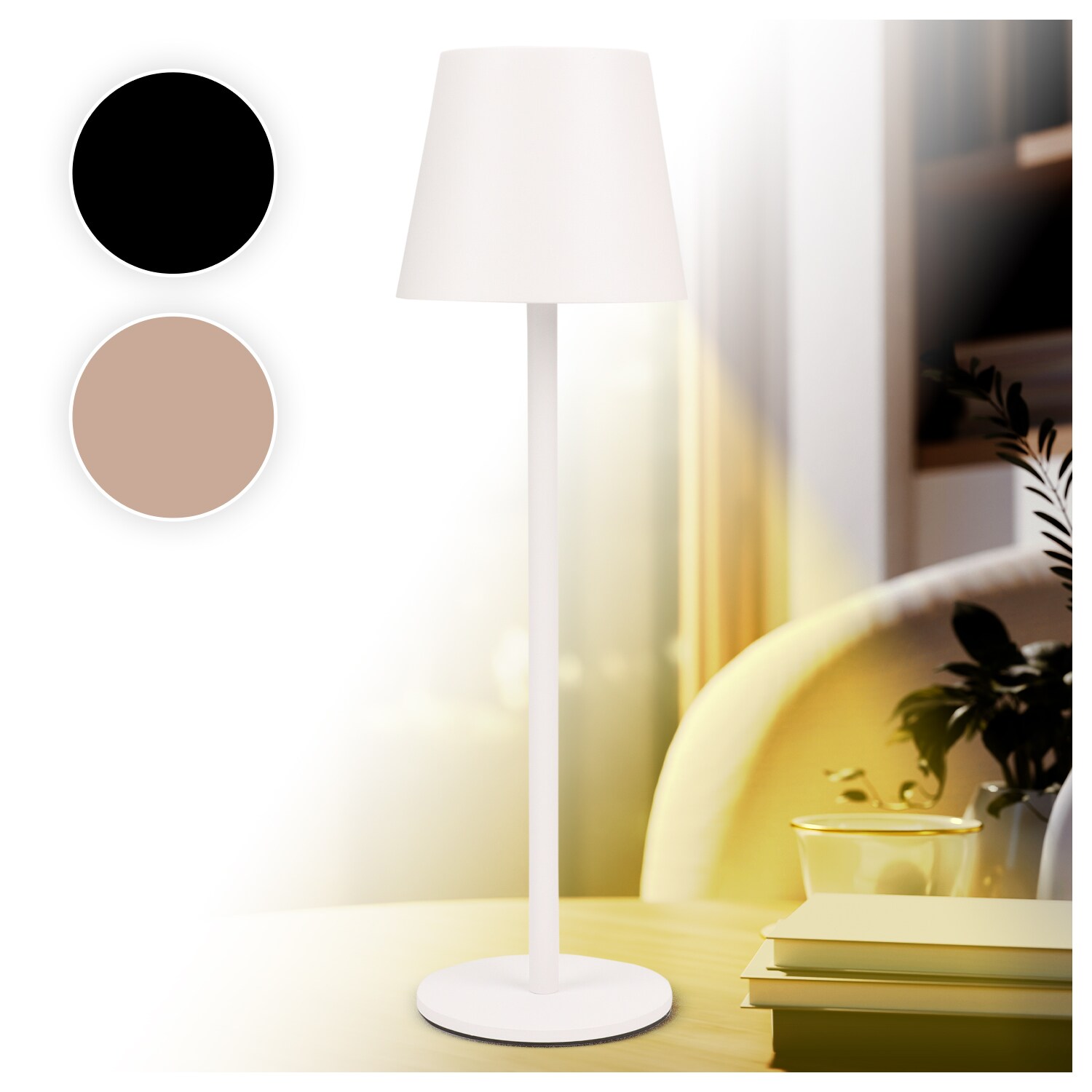 LED Tischleuchte FASHION dimmbar mit Touch Funktion 3 Lichtfarben IP44 12h Akku wei&szlig; - Bild 1