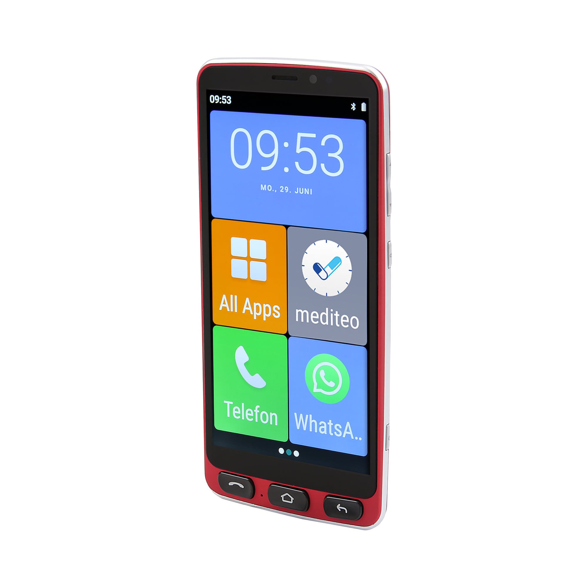 Olympia NEO+ Senioren Smartphone 5,5 Zoll mit Notruftaste Ladestation 4G Dual SIM Rot - Bild 1
