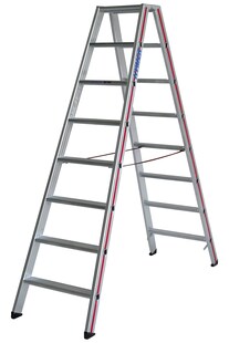 Hymer Stufenstehleiter 2x6 Sprossen beidseitig begehbar, verstärkte Stufen - Bild 1