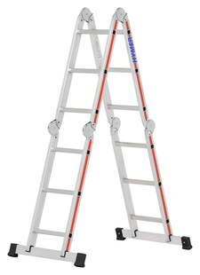 Hymer Mehrzweckleiter mit Arbeitsbühne 4x3 Sprossen, Holm 60 mm, Alu Leiter - Bild 1