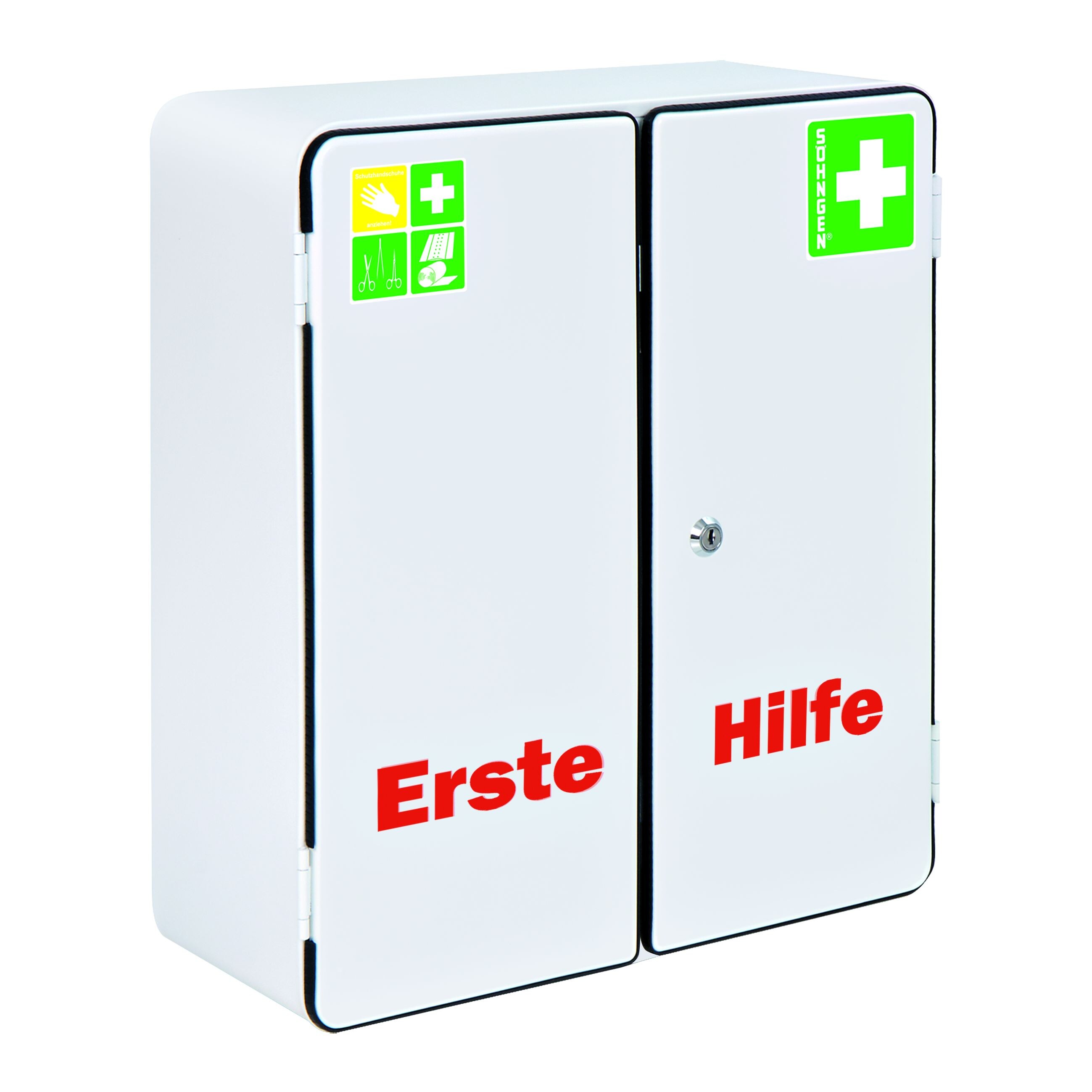 S&ouml;hngen Verbandschrank ROM + F&uuml;llung Standard zweit&uuml;riger Erste-Hilfe Schrank - Bild 1