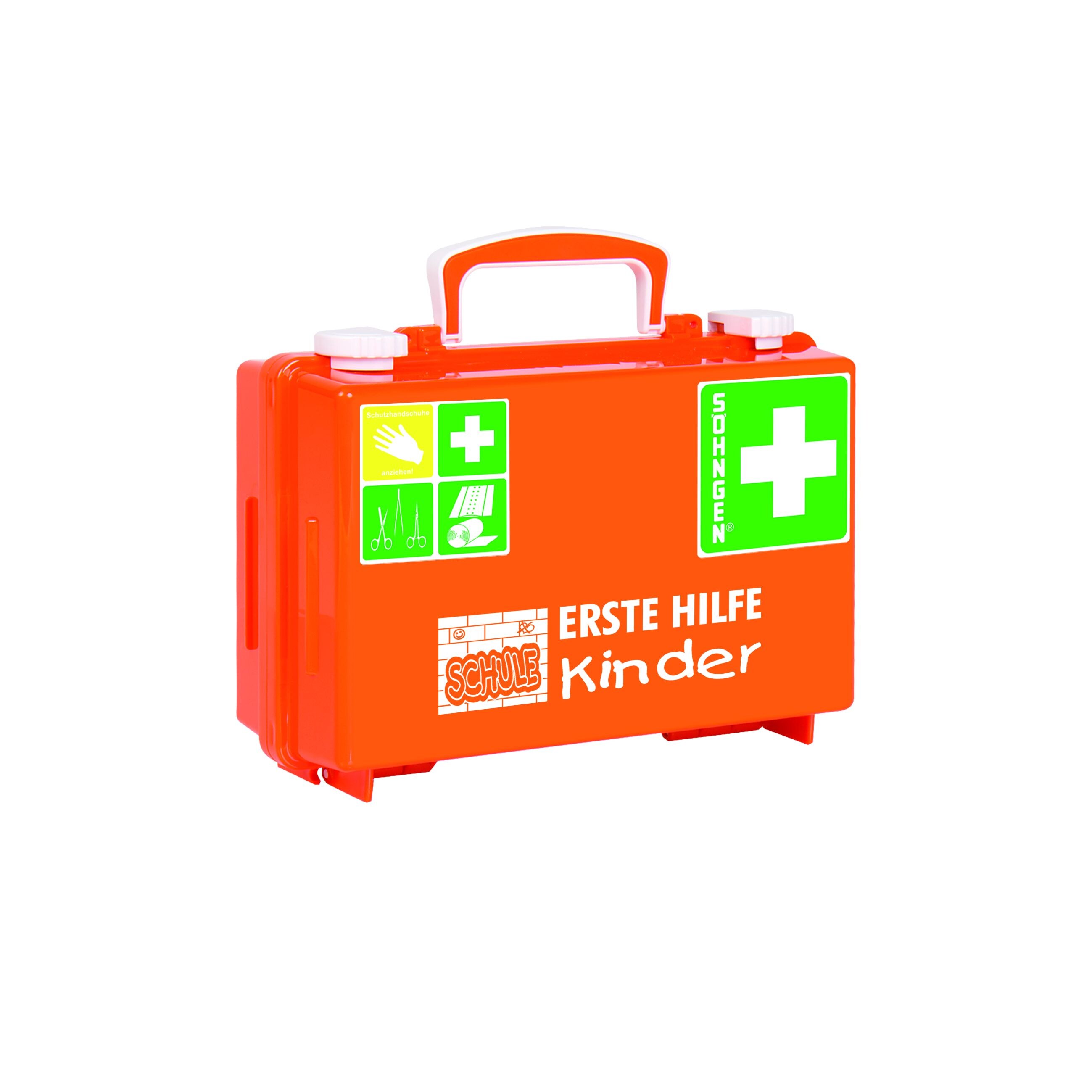 S&ouml;hngen Erste-Hilfe Koffer Quick-CD Kombi Schule orange Notfall-Koffer Kinder - Bild 1