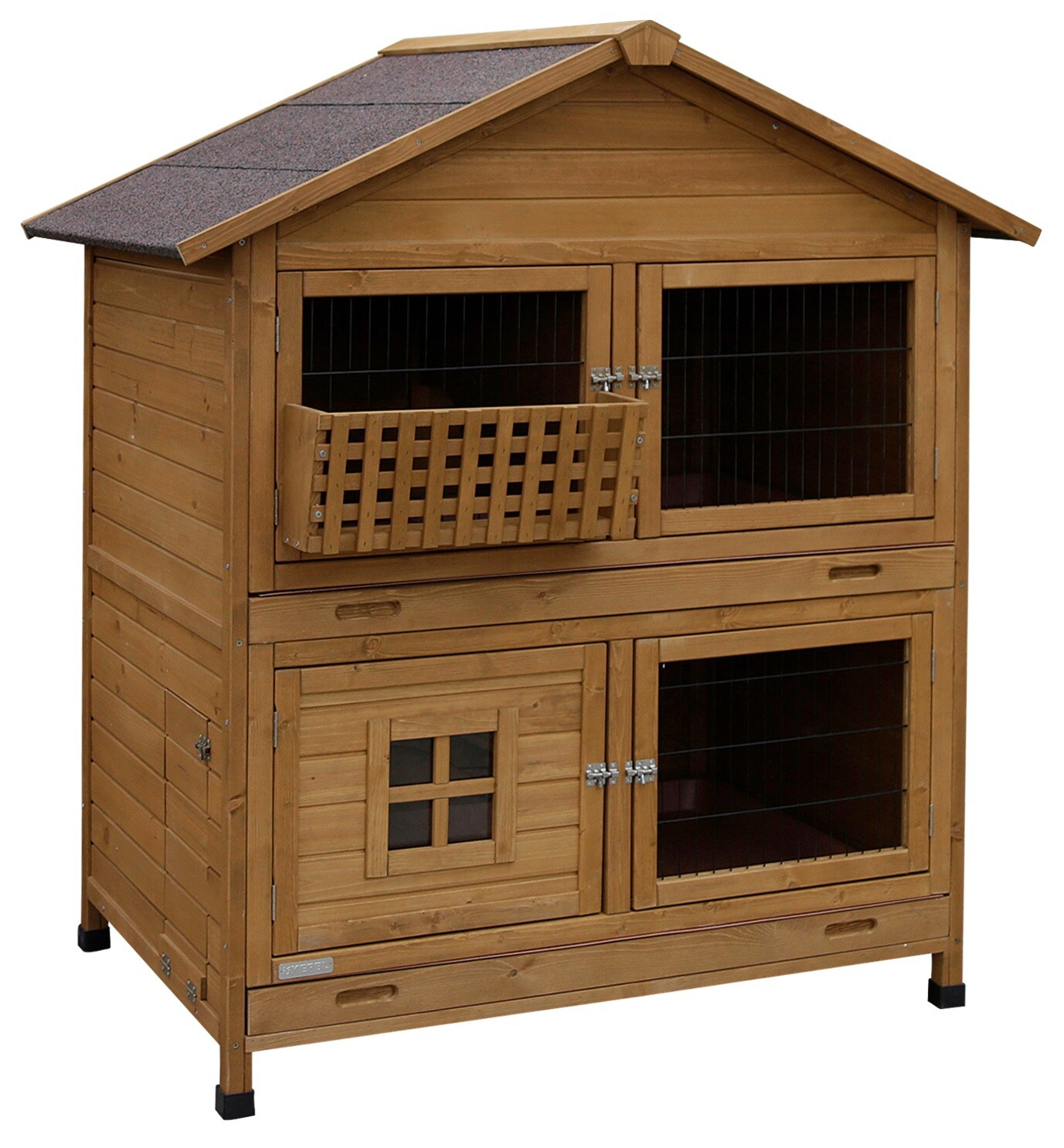 Kerbl Nagerstall Südtirol für Kleintiere, 4 Fronttüren, Hasenstall mit 2 Ebenen | 04018653216781