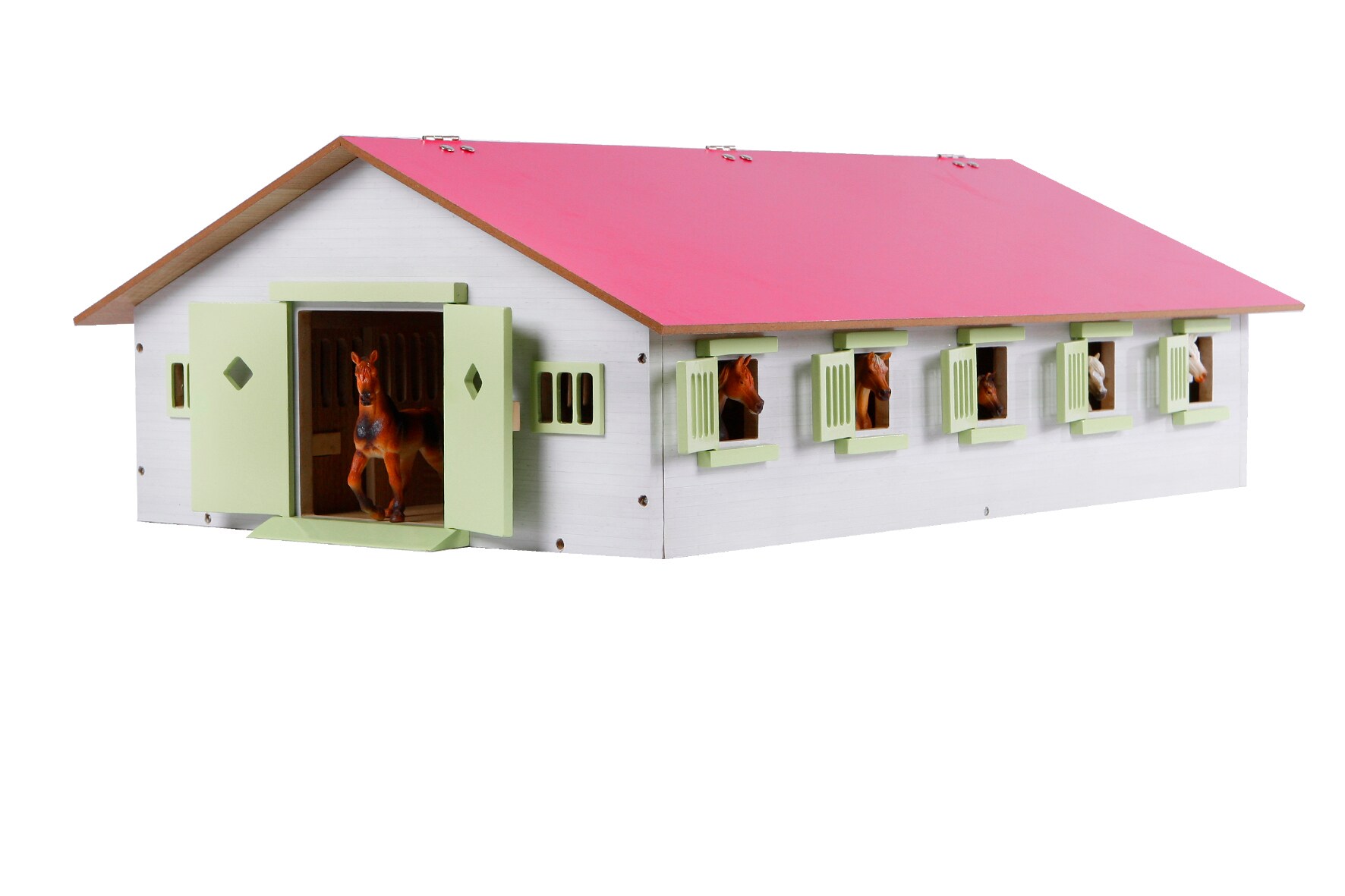 Kids Globe Farming Reiterhof mit 9 Pferdeboxen, Pferdehof aus Holz, mit Faltdach - Bild 1