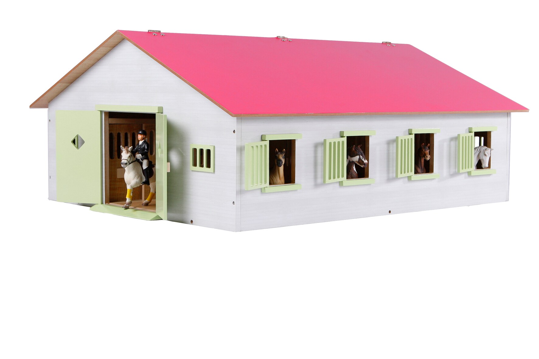 KidsGlobe Pferdestall Bauernhof, mit 7 Pferdeboxen, Holz, Reiterhof mit Faltdach - Bild 1