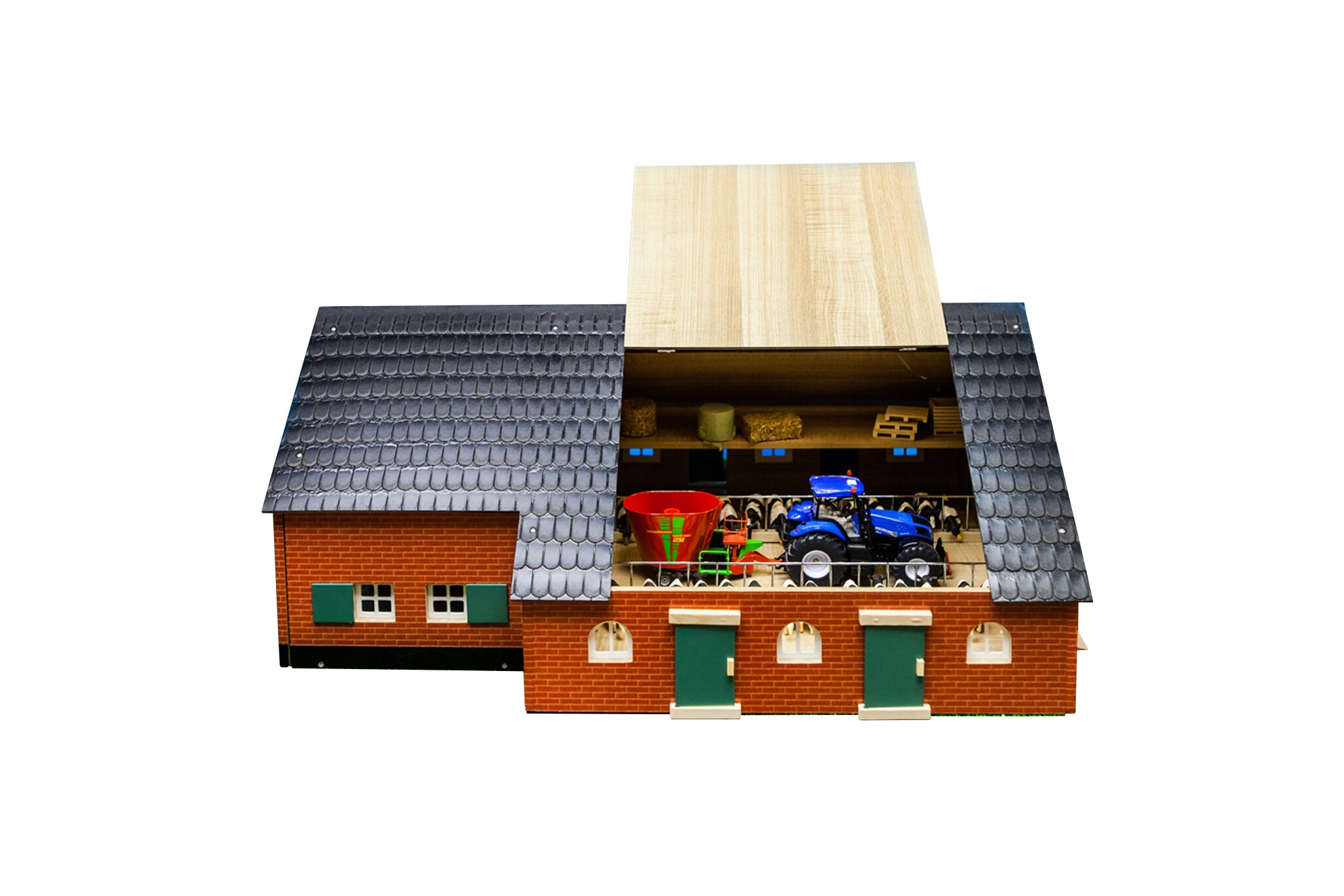 KidsGlobe Viehstall mit Bauernhaus aus Holz, Ma&szlig;e 75x55x32cm, Ma&szlig;stab 1:32 - Bild 1