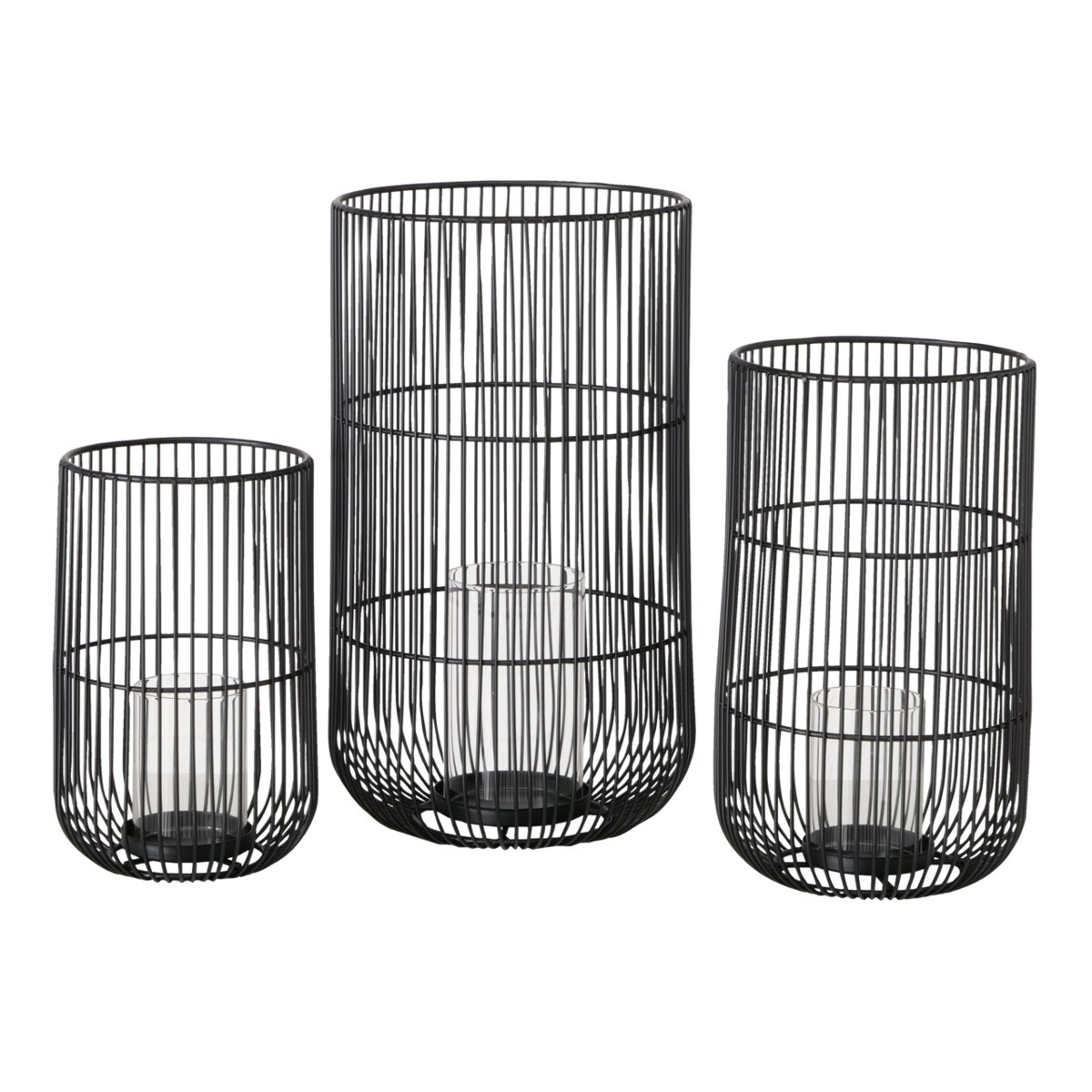 Boltze Windlicht Cindy 3-teilig Teelichthalter skandinavischer Stil H&auml;he 25-40cm - Bild 1