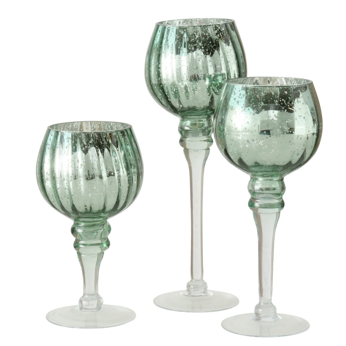 Boltze Windlicht Minou 3-teilig 10 cm gr&uuml;n-metallic Dekor f&uuml;r Weihnachten - Bild 1
