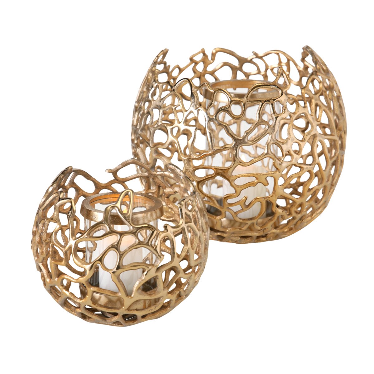 Boltze Windlicht Set Fidan 2-teilig 19 cm 28 cm, Farbe gold, klassischer Stil - Bild 1