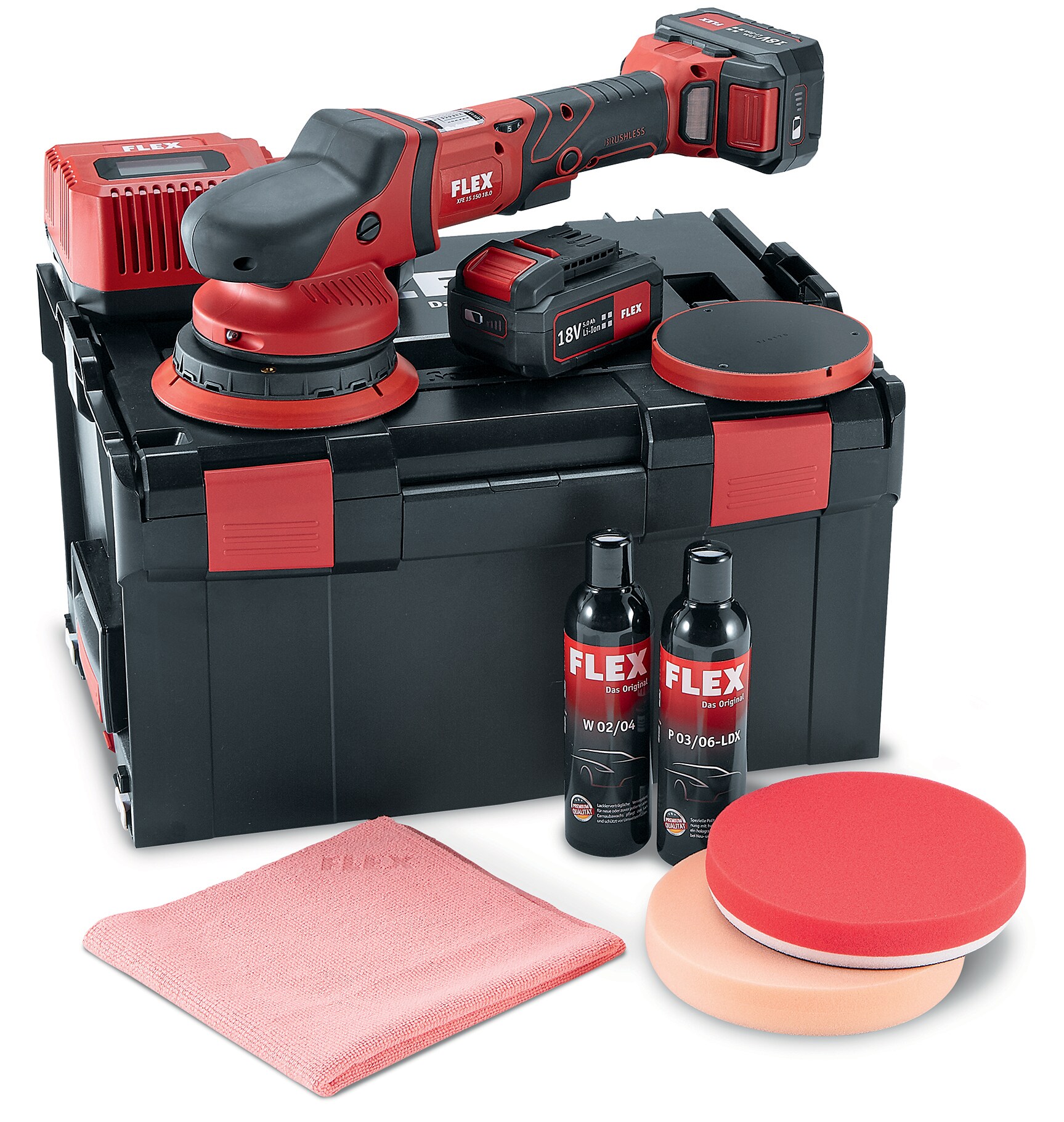 Flex Akku Exzenterpolierer 18 V Polierer/Poliermaschine XFE 15 150 18.0-EC/5.0 P
