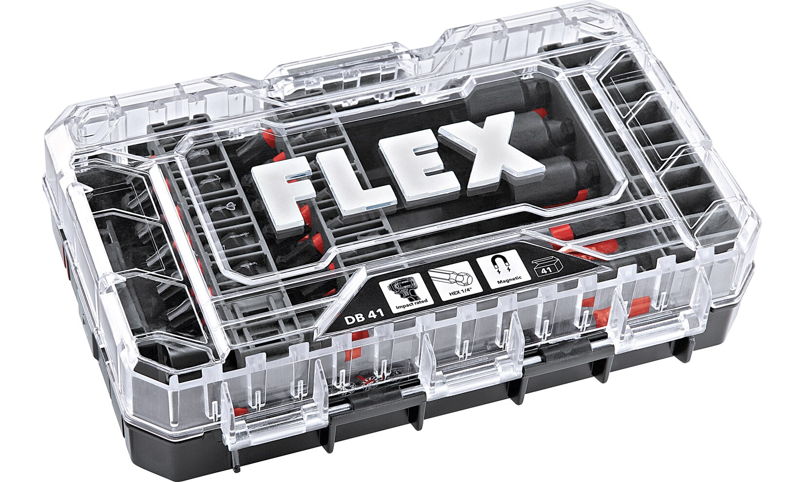 Flex Bitset DB 41 (41-teilig, mit Transportkoffer, verschließbar stapelbare Box) | 04030293243361