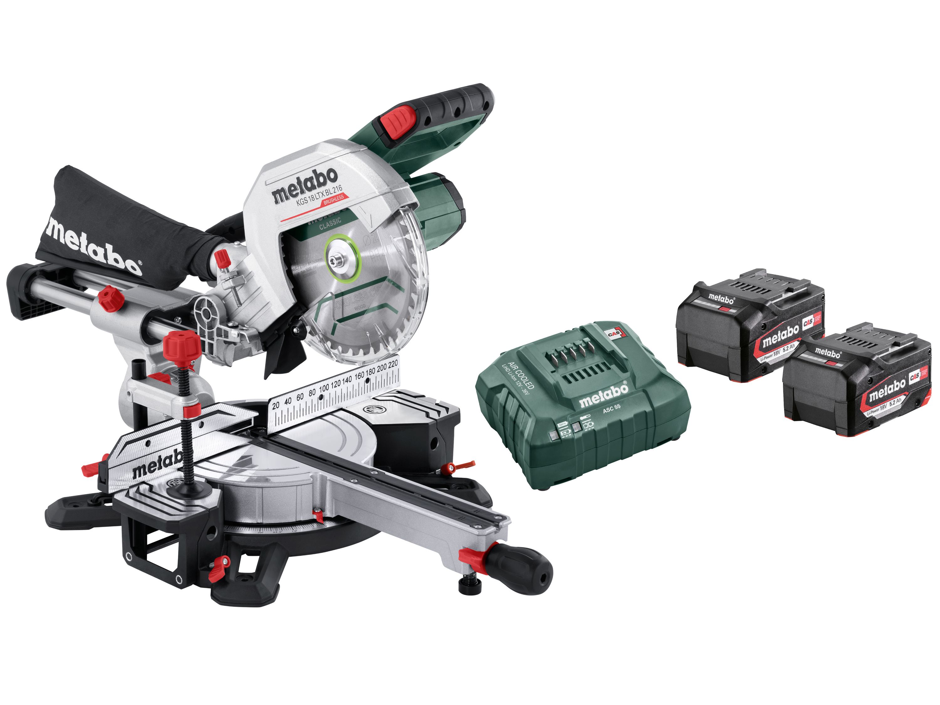 Metabo KGS 18 LTX BL 216 Akku-Kappsäge (18V 2x5.2Ah Li-Power, ASC 55) 614216650