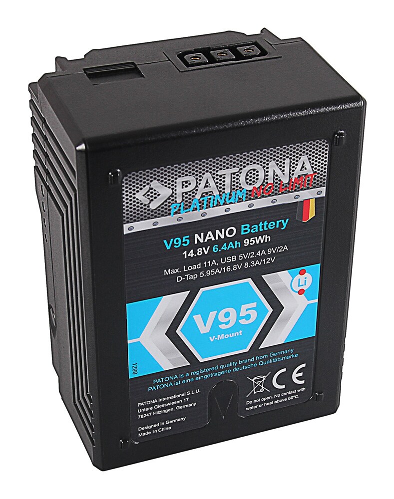 Patona Platinum V95 NANO V-Mount Akku D-Tap Ersatz-Akku 95 Wh f&uuml;r Kamera - Bild 1