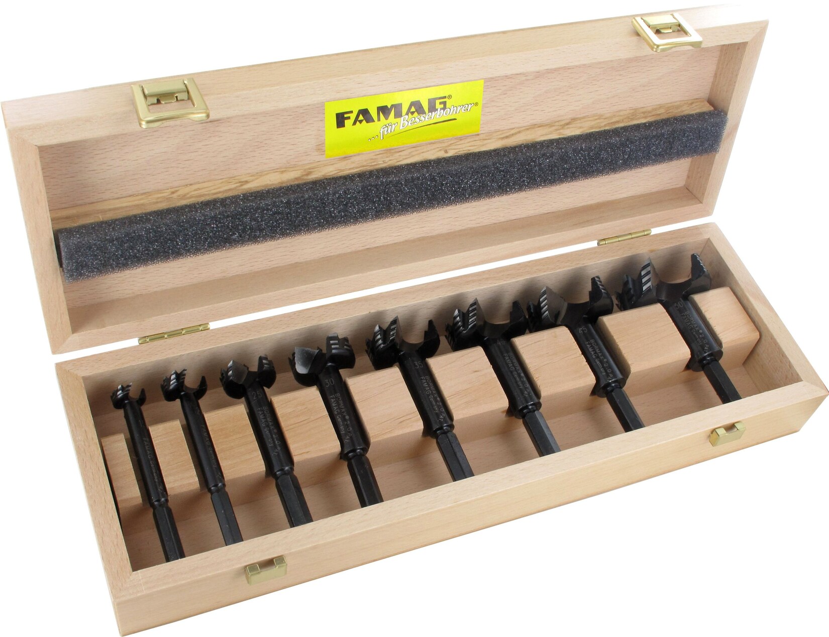 Famag Forstnerbohrer Set WS Bormax, 8-teilig, Holzbohrer 15-35 mm, Länge 90 mm | 04026271273802
