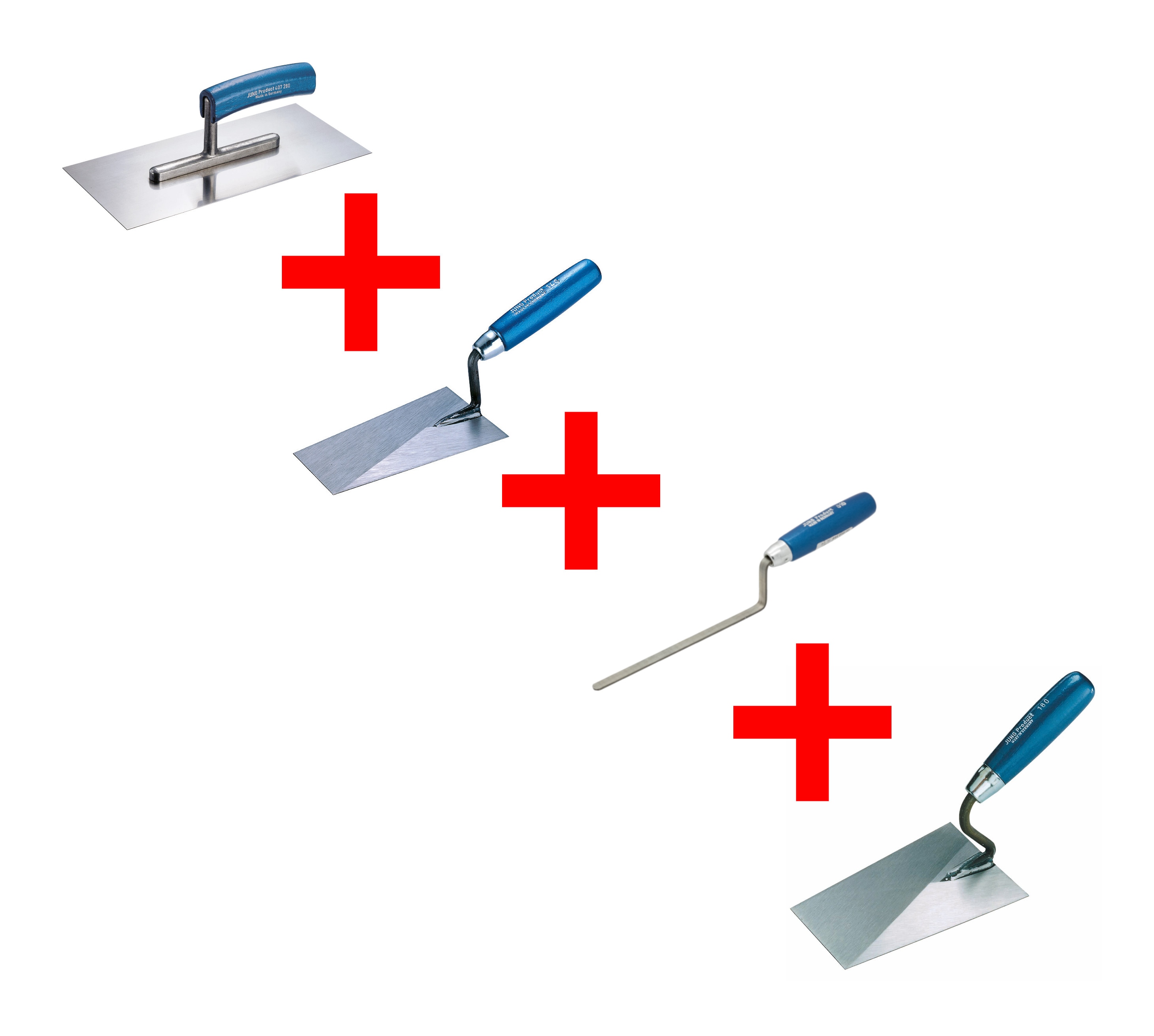 Jung Henkelmann Kellen Set 4-tlg Maurerkelle, Putzkelle, Fugenkelle, Gl&auml;ttekelle - Bild 1