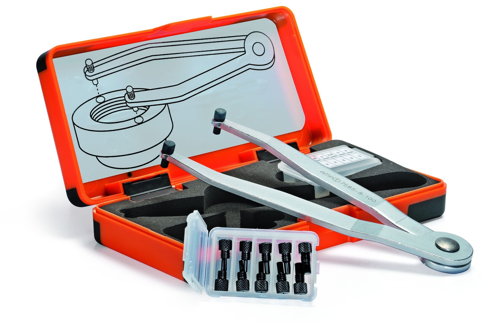 AMF Verstellbarer Stirnlochschlüssel-Sat, in Zweikomponenten-Box, für Monteure | 04020772050429